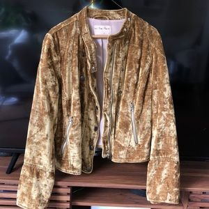We the Free / Free People Gold Crushed Velvet, Motorcycle-style Jacket. NWT